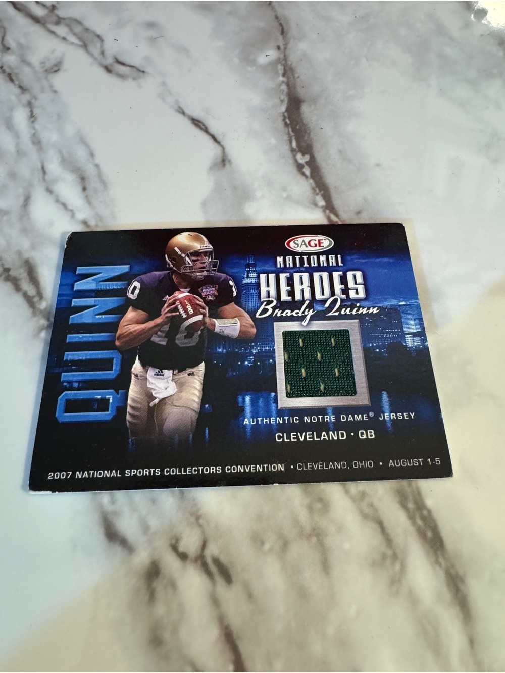 Sage National Heroes Brady Quinn Jersey Card